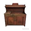 Country Victorian Red-painted and Carved Maple Dry Sink