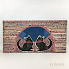 Mounted Pictorial Hooked Rug with Two Cats