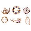Six antique and vintage brooches