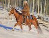 John Fawcett b. 1952 AAEA | Cowboy on Horseback in Snow
