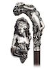 4. Silver Figural Cane -Ca. 1880 -High-grade figural silver handle superbly modeled and hand chased in micro detail to depict a nude reclining against