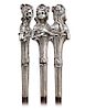 24. Silver Figural Art Nouveau Cane -Ca. 1900  -Well modeled to depict the bust of a young beauty with a charming expression on the face, flowing, lon