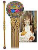 33. Jeweled Gilt Brass Scepter -Ca. 1939 -Gilt brass scepter fashioned in an appealing mirrored concept featuring a ball top chased in low relief and 