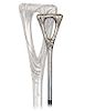 177. Silver Art Nouveau Dress Cane -Ca. 1910 -Vertical silver handle with a gracious triangular loop top modeled with wrapping foliage ornamentation o