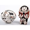 Vangie Suina (Cochiti, b.1960's) Pottery Storyteller and B. L. Cerno (Acoma, b.1959) Polychrome Seed Jar, From the Collection of William H. Saunders, 