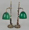 Pair Brass Adjustable Student Lamps