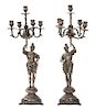 A Pair of Silver-Plate Four-Light Knight-Form Candelabra Height 26 1/4 inches.