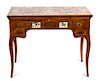 A German or Italian Marquetry Writing Table Height 30 x width 39 1/2 x depth 22 1/2 inches.