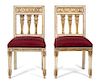 A Set of Eight Directoire Style Painted and Parcel Gilt Dining Chairs Height 37 1/2 inches.