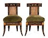 Four Russian Empire Style Ebonized and Parcel Gilt Side Chairs Height 37 inches.