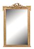 A Louis XVI Style Carved Giltwood Mirror Height 63 1/2 x width 41 inches.