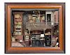 An Italian Shadow Box Framed Miniature Library Height of room 14 1/4 x width 17 3/4 x depth 4 5/8 inches.