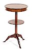 A Georgian Style Inlaid Mahogany Lamp Table Height 29 x diameter 28 inches.