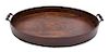 An English Mahogany Two-Handled Oval Serving Tray Length 24 inches.