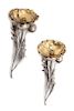 Four Pairs of Italian Silver and Silver Gilt Poppy-form Salt and Peppers, Pradella Ilaria, Florence, 20th Century,