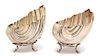 A Pair of Italian Silver Plate Shell-form Bowls Naturalistic Stands, 20TH CENTURY,