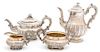 A Four-Piece English George IV Silver Tea and Coffee Service, Joseph Angell I, London, 1825, comprising a teapot, coffee pot, op
