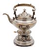 An American Silver Hot Water Kettle on Burner Stand, Gorhams Mfg., Providence, RI,