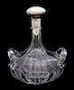 A Sterling Silver Plate Collared Crystal Ship's Decanter Height 13 1/2 inches.