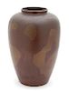 A Japanese Red and Brown Patinated Bronze Ovoid-form Vase Height 11 3/4 inches.