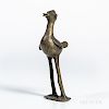 Standing Bronze Bird, Senufo, early 20th century, (lead repair to the back of the bird), ht. 6 3/4 in.Provenance: Private collection, N