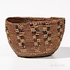 Small Northwest Coast Imbricated Basket, Salish, late 19th century, probably used for berry picking, ht. 6 1/4, wd. 10 1/4 in.Provenanc