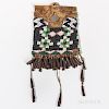 Southwest Beaded Hide Strike-a-Lite Pouch, Apache, c. last quarter 19th century, beaded on the front with multicolored geometric design