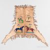 Plains Pictorial Beaded Hide Legging, Sioux, fourth quarter 19th century, fringed main panel decorated with four warriors on horseback,