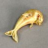 14 karat gold dolphin pin with red eye. 9 grams