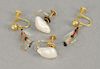 Two pairs of screw back earrings with Royal Coachman flies and one with fresh water pearls.