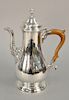 Birks sterling silver teapot with wood handle. ht. 11 in., 27.2 troy ounces