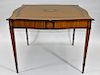 Maitland-Smith Leather Inlaid Wood Card Game Table