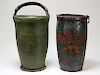 2 19C American Folk Painted Leather Fire Buckets