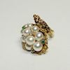 Pearl Diamond Emerald 18K Gold Fashion Ring