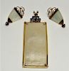 Chinese 14K Gold Sapphire M.O.P. Necklace Earring