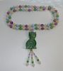 Chinese Celadon Lavender Bead Jade Cat Necklace