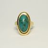 14K Yellow Gold & Turquoise Cabochon Stone Ring