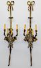 PR French Neoclassical Bronze 4 Light Bow Sconces