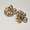14K Gold Silvery Baroque Pearl & Leaf Earrings