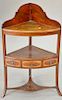 George III mahogany inlaid corner wash stand, 19th century. ht. 39 in., wd. 24 in.