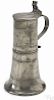 German pewter flagon or Stitzen, early 19th c., with a banded, flared body
