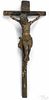 Carved and painted wood crucifix, late 19th c., 33 1/4'' l.