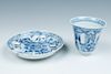EXPORT BLUE AND WHITE CUP AND SAUCER, KANGXI