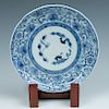 A JAPANESE BLUE AND WHITE DISH, 19C.