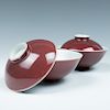 PAIRE OF COPPER RED COVERED BOWL