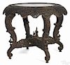 Anglo-Indian carved padouk center table, late 19th c., 30 1/2'' h., 37'' w., 29'' d.