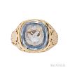 Antique 18kt Gold and Engraved Sapphire Ring