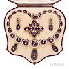 Early Victorian Gold, Amethyst, and Diamond Demi Parure