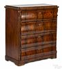 English mahogany chest of drawers, mid 19th c., the upper drawer fitted with four interior drawers