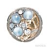 Arts and Crafts Moonstone and Sapphire Brooch, Edward Oakes